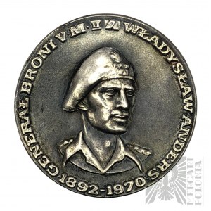 Anglicko, Londýn 1977. - Medaila na počesť generála Władysława Andersa 1892-1970 - návrh Andrzej K. Bobrowski (odliatok)