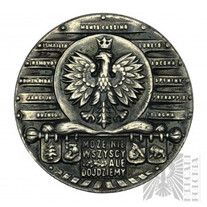 Anglicko, Londýn 1977. - Medaila na počesť generála Władysława Andersa 1892-1970 - návrh Andrzej K. Bobrowski (odliatok)