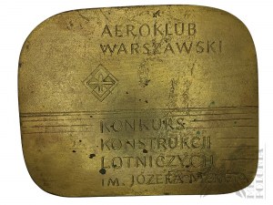 PRL, 1987. - Medaglia premio dell'Aeroclub di Varsavia, Concorso di costruzione aerea Józef Menet / Józef Menet 1929-1987 - Disegno di Wiktoria Czechowska-Antoniewska.