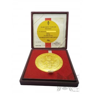 PRL, après 1986. - Médaille pour services rendus au mouvement olympique polonais, or - Boîte d'origine avec prix