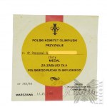 People's Republic of Poland, after 1986. - Medal for Meritorious Service to the Polish Olympic Movement, Gold - Original Box Together with the Award.