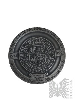 Pologne, Varsovie, 1994. - Médaille de la Monnaie de Varsovie, 400e anniversaire de la Monnaie de Bydgoszcz 1594-1994, Zygmunt III Waza - Dessin de Stanisława Wątróbska.