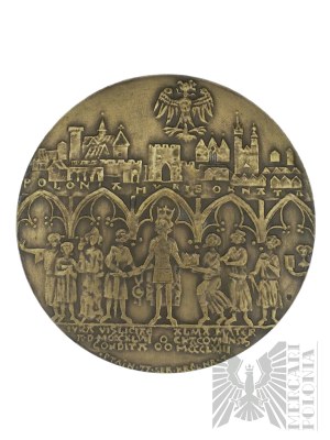 PRL, Warszawa, 1977 r. - Mennica Warszawska, Medal z Serii Królewskiej PTAiN, Kazimierz Wielki- Projekt Witold Korski