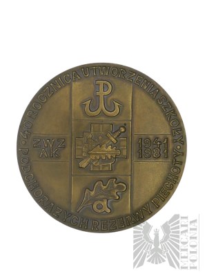 PRL, Warszawa, 1981 r. - Medal 40. Rocznica Utworzenia Szkoły Podchorążych Piechoty - Projekt Janina Barcicka