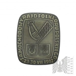PRL, 1972 r. - Medal Plakieta Samochodowy Rajd Folkloru Polskiego 23-30 VII 1972, Polski Związek Motorowy - Oryginalne Etui