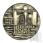 PRL, 1988 r. - Mennica Warszawska, Medal 35 Lat Szczecińska Stocznia Remontowa” SSR “Gryfia 1952-1985, Oryginalne Pudełko