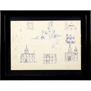 Jerzy Nowosielski ( 1923 - 2011 ), Projets d'architecture sacrée - œuvre recto-verso