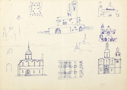 Jerzy Nowosielski ( 1923 - 2011 ), Projekty architektury sakralnej-praca dwustronna