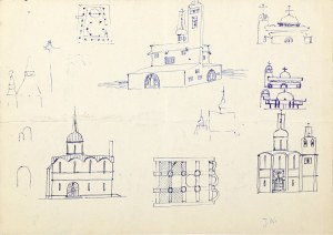 Jerzy Nowosielski ( 1923 - 2011 ), Projets d'architecture sacrée - œuvre recto-verso