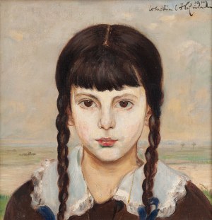 Wlastimil Hofman (1881 Praga - 1970 Szklarska Poręba), Dziewczynka z warkoczami, 1919