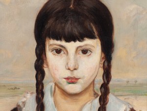 Wlastimil Hofman (1881 Praga - 1970 Szklarska Poręba), Dziewczynka z warkoczami, 1919