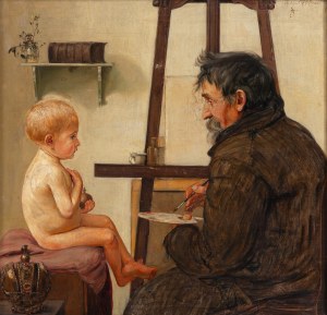 Wlastimil Hofman (1881 Prag - 1970 Szklarska Poręba), Kleines Modell in einem Atelier, 1918
