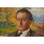 Feliks Michał Wygrzywalski (1875 Przemyśl - 1944 Rzeszów), Portrét muža na pozadí jesennej krajiny, 1929