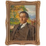 Feliks Michał Wygrzywalski (1875 Przemyśl - 1944 Rzeszów), Portrait d'un homme dans un paysage d'automne, 1929