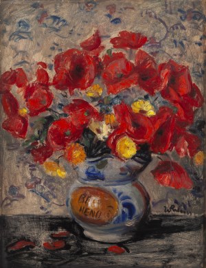 Wojciech Weiss (1875 Leorda, Roumanie - 1950 Cracovie), Coquelicots dans un vase