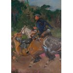 Wojciech Kossak (1856 Paris - 1942 Krakow), Lancer on horseback with a looser, 1941