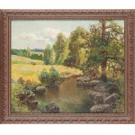 Wiktor Korecki (1890 Kamieniec Podolski - 1980 Milanówek près de Varsovie), Paysage avec un ruisseau