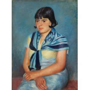 Henryk Hayden (1883 Warszawa - 1970 Paryż), Młoda kobieta w niebieskiej chustce (Jeune femme au fiche bleu), 1931