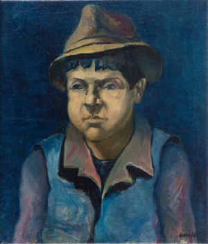 Rajmund Kanelba (Kanelbaum) (1897 Warszawa - 1960 Londyn), Portret mężczyzny w kapeluszu