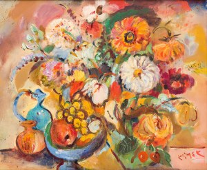 Ludwik Klimek (1912 Skoczów - 1992 Francja), Martwa natura z bukietem kwiatów