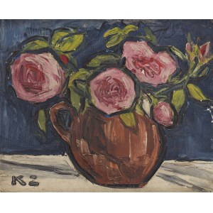 Kazimierz Zieleniewski (1888 Tomsk na Syberii - 1931 Neapol), Róże w wazonie