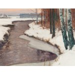 Michal Gorstkin Wywiórski (1861 Warschau - 1926 Warschau), Landschaft aus der Gegend von Zakrzewa (Birke), um 1910 (?)