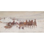 Adam Setkowicz (1879 Krakow - 1945 Krakow), Winter sled with dogs.