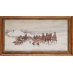 Adam Setkowicz (1879 Krakow - 1945 Krakow), Winter sled with dogs.