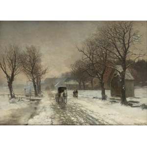 Anders Andersen-Lundby (1840 Lundby - 1923 Munich), Voiture sur une route enneigée