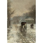Anders Andersen-Lundby (1840 Lundby - 1923 Munich), Voiture sur une route enneigée