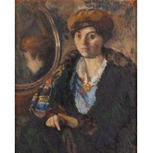 Pittore cracoviano, XX secolo, Ritratto di signora allo specchio, periodo interbellico