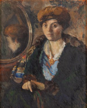 Peintre cracovien, 20e siècle, Portrait d'une dame devant un miroir, entre-deux-guerres