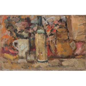 Eustachy Wasilkowski (1904 Rohatyn - 1977 Poznań), Still life with bottle and kettle