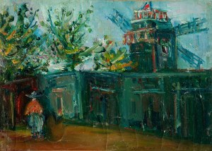 Jakub Zucker (1900 Radom - 1981 New York), Paesaggio con mulino a vento