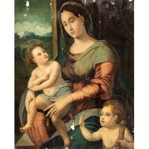 Francesco Brina (attribuito a) (Firenze 1540-Firenze 1586), Madonna con Bambino e San Giovanni