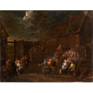 Artista fiammingo, XVII secolo, Village party