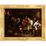 Gillis van Tilborgh (attribuito a) (Bruxelles 1625-Bruxelles 1678), Interior of tavern with backgammon player