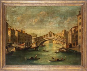 Scuola veneta, XIX-XX secolo, Vue du Canal Grande avec le pont du Rialto