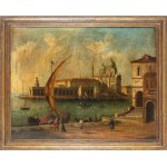 Scuola veneta, XIX-XX secolo, Vue du bassin de San Marco avec Punta della Dogana et Santa Maria della Salute