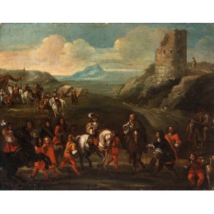 Christian Reder Monsù Leandro (attribuito a) (Lipsia 1656-Roma 1729), Landscape with royal procession