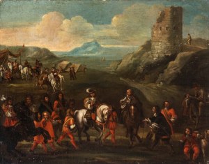 Christian Reder Monsù Leandro (attribuito a) (Lipsia 1656-Roma 1729), Landscape with royal procession