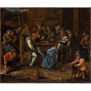 Artista fiammingo, XVIII secolo, Peasant banquet