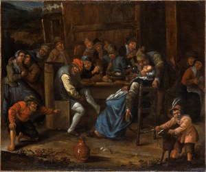 Artista fiammingo, XVIII secolo, Peasant banquet