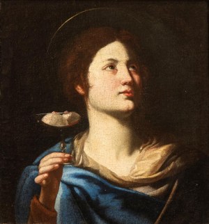 Nicolò De Simone (Attivo A Napoli Dal 1636 Al 1677), a) Heilige Agatha; b) Heilige mit roter Fahne. Gemälde-Paar