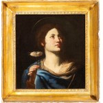 Nicolò De Simone (Attivo A Napoli Dal 1636 Al 1677), a) Sainte Agathe ; b) Sainte à la bannière rouge. Paire de peintures
