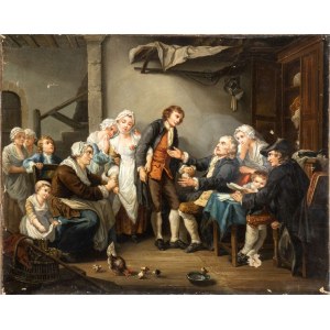 Jean Baptiste Greuze (seguace di) (Tournus 1725-Parigi 1805), The Village Agreement