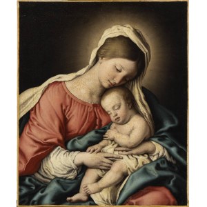 Giovanni Battista Salvi Sassoferrato (studio di) (Sassoferrato 1609-Roma 1685), Dziewica z Dzieciątkiem