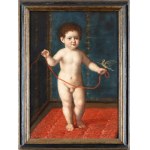 Artista francese, XVII secolo, Chłopiec z czerwoną wstążką i szczygłem
