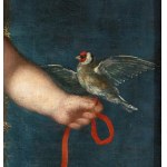 Artista francese, XVII secolo, Boy with red ribbon and goldfinch