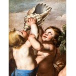 Artista napoletano, XVII secolo, Bacchanale de putti dans un paysage